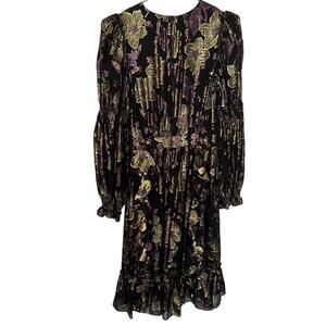 Front Row by Sara & Goldy silk purple and gold Lorax thread size 8 dress